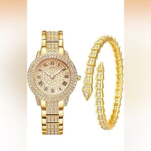 Anthropologie Gold and Silver Watch with Bracelet